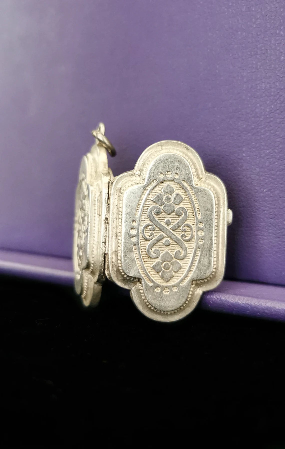 1900 Antique Silver Engraved Locket Antique XX century Locket Edwardian silver locket gift for him gift for her