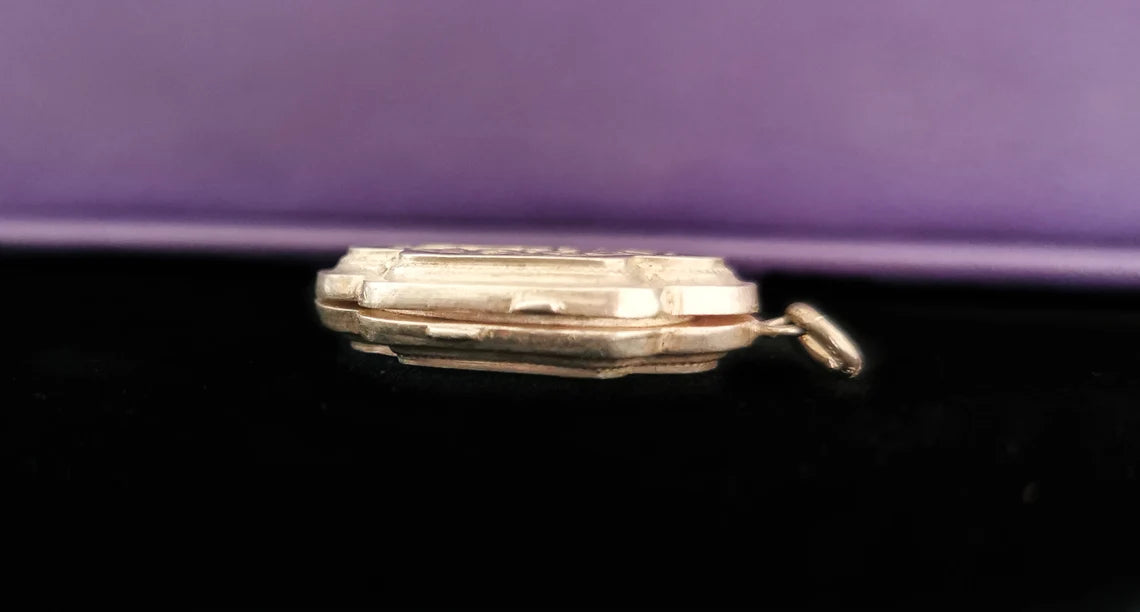 1900 Antique Silver Engraved Locket Antique XX century Locket Edwardian silver locket gift for him gift for her