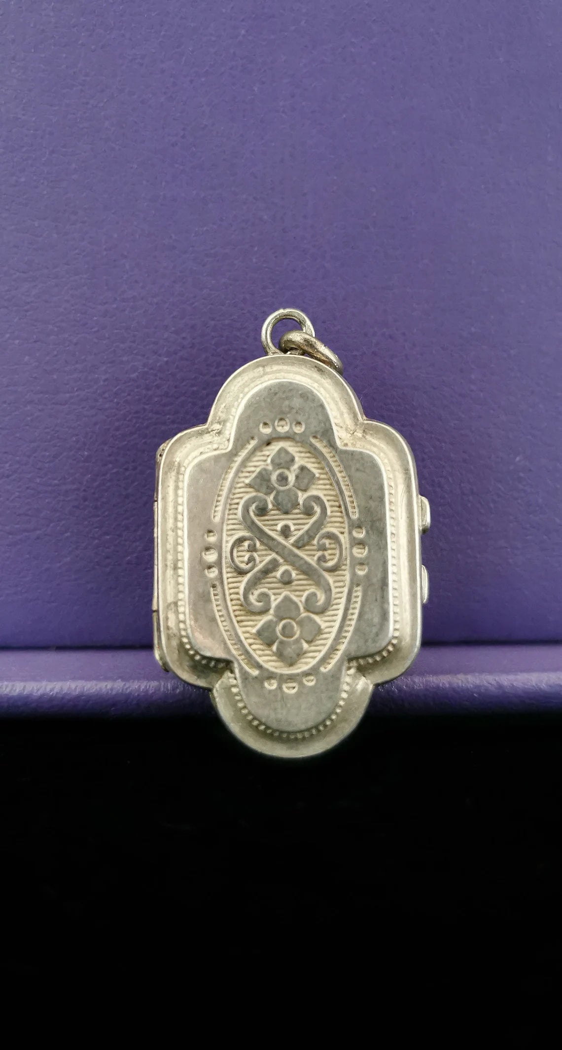 1900 Antique Silver Engraved Locket Antique XX century Locket Edwardian silver locket gift for him gift for her