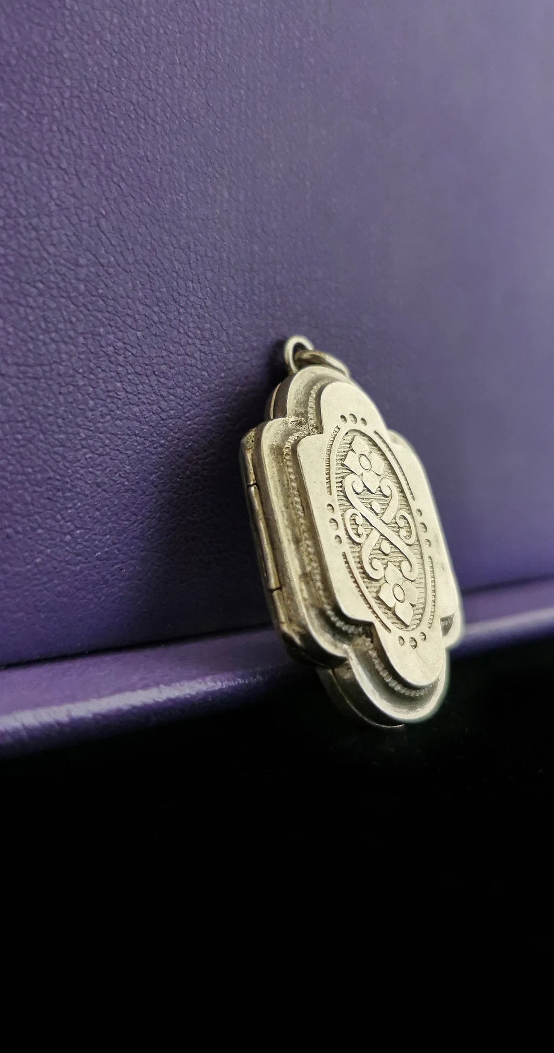 1900 Antique Silver Engraved Locket Antique XX century Locket Edwardian silver locket gift for him gift for her