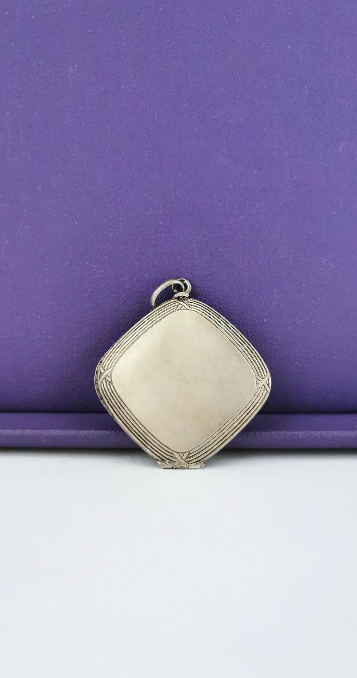 Antique French Edwardian silver locket pendant with engraved frame gift for her Antique Photo holder