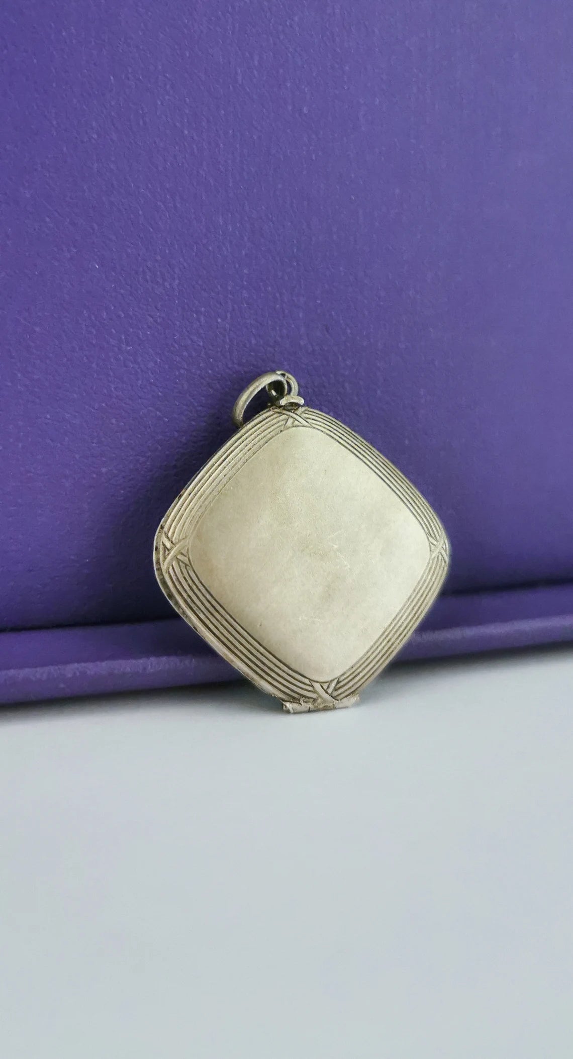 Antique French Edwardian silver locket pendant with engraved frame gift for her Antique Photo holder