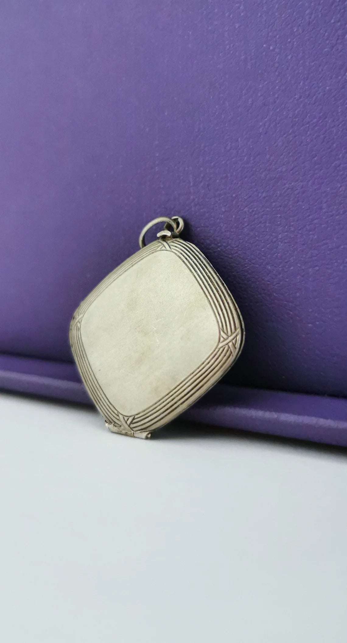 Antique French Edwardian silver locket pendant with engraved frame gift for her Antique Photo holder