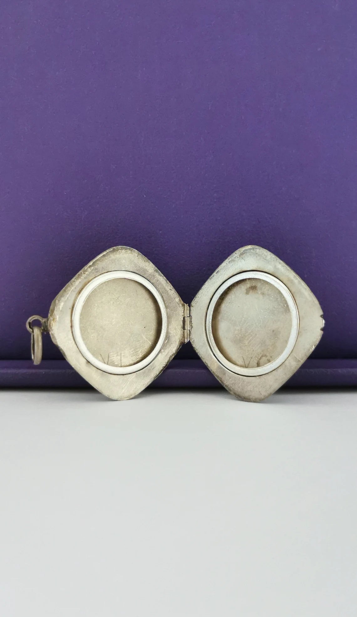 Antique French Edwardian silver locket pendant with engraved frame gift for her Antique Photo holder