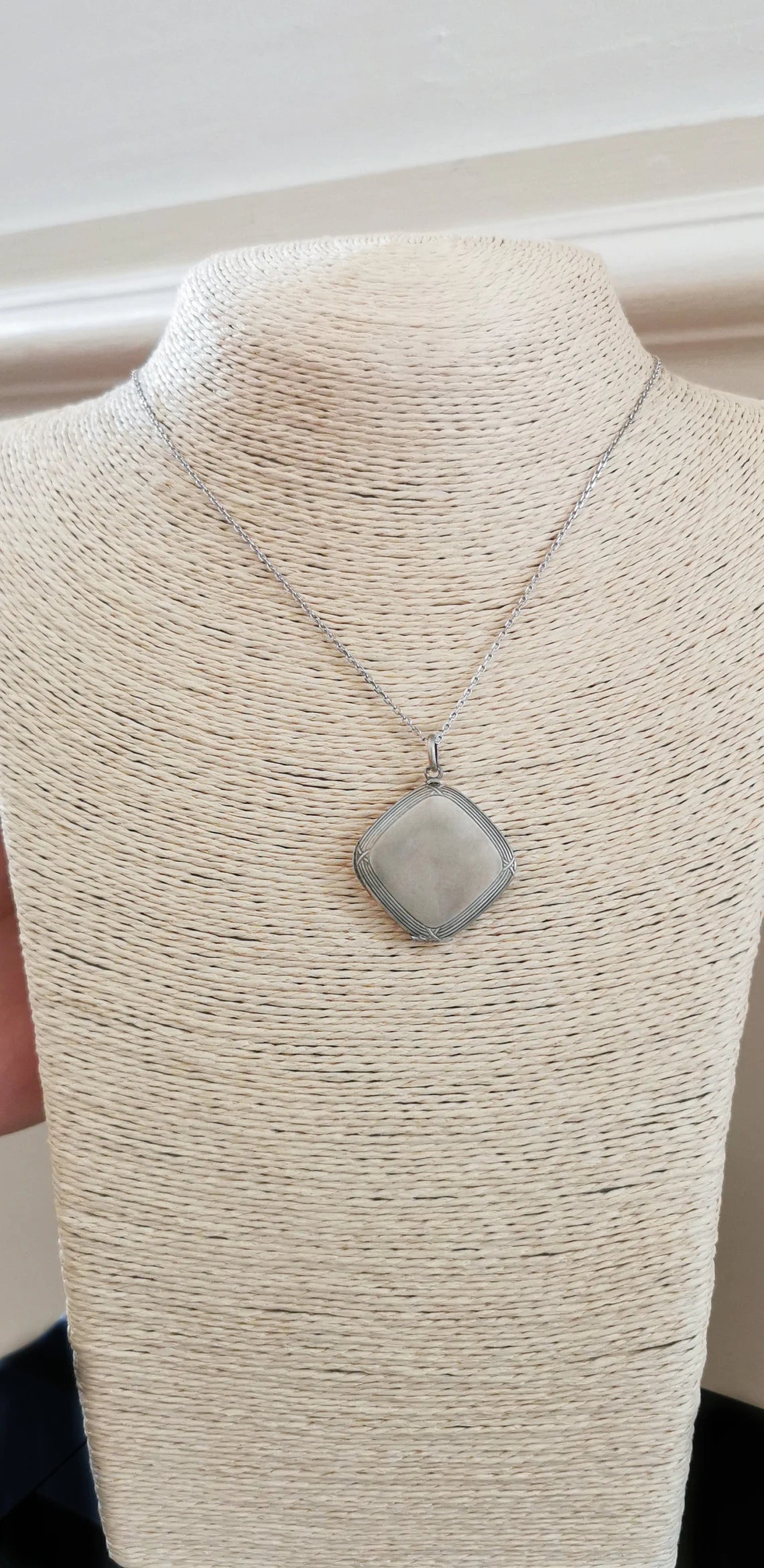 Antique French Edwardian silver locket pendant with engraved frame gift for her Antique Photo holder