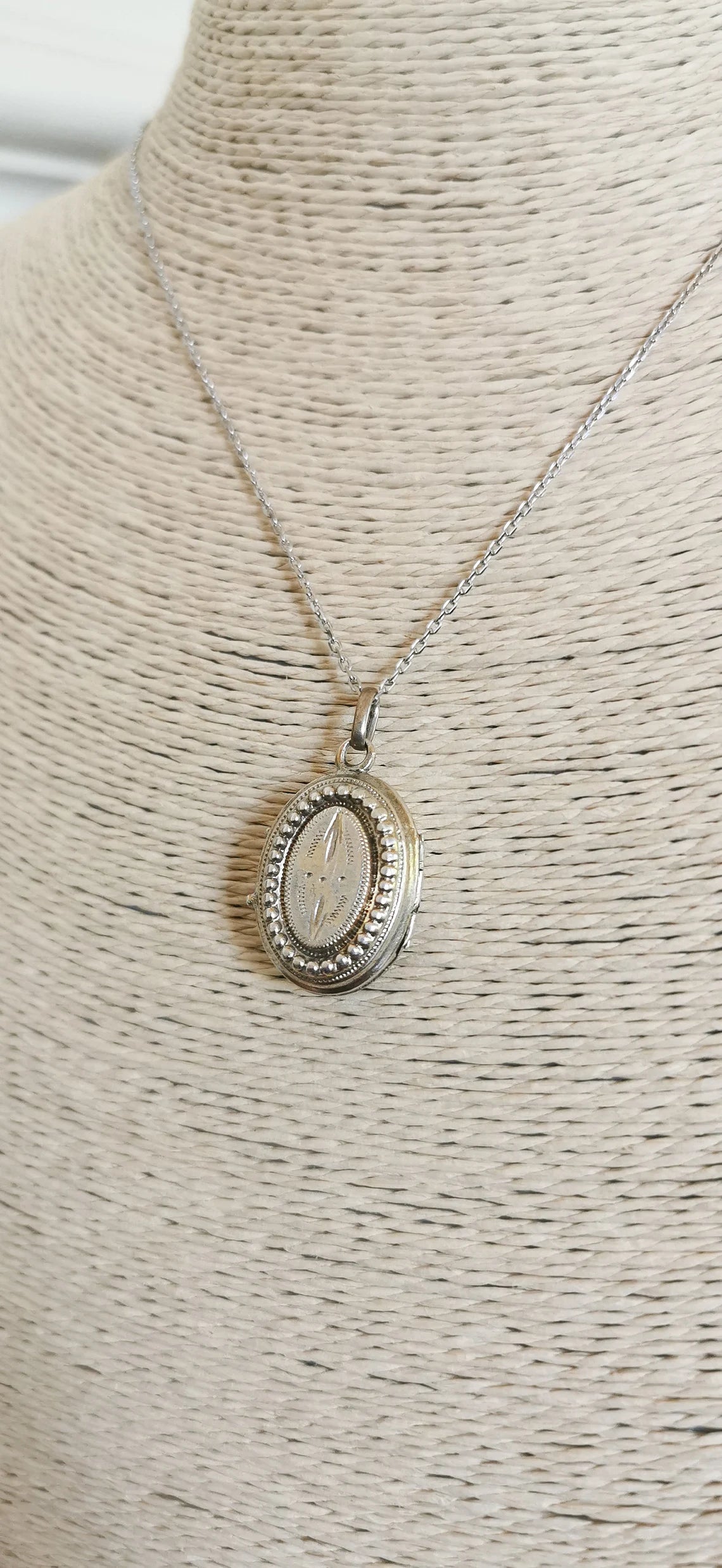 Antique French Silver Reliquary locket with protective glass, Victorian mourning locket, unique gift