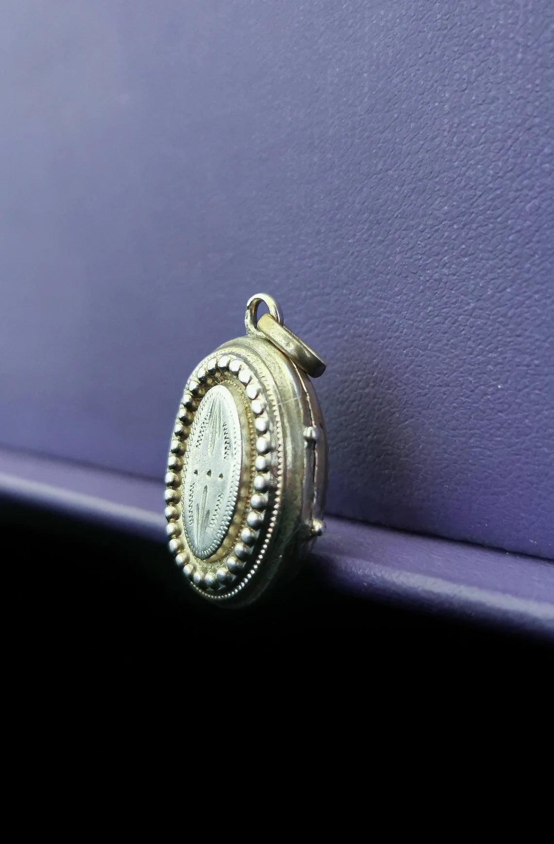 Antique French Silver Reliquary locket with protective glass, Victorian mourning locket, unique gift