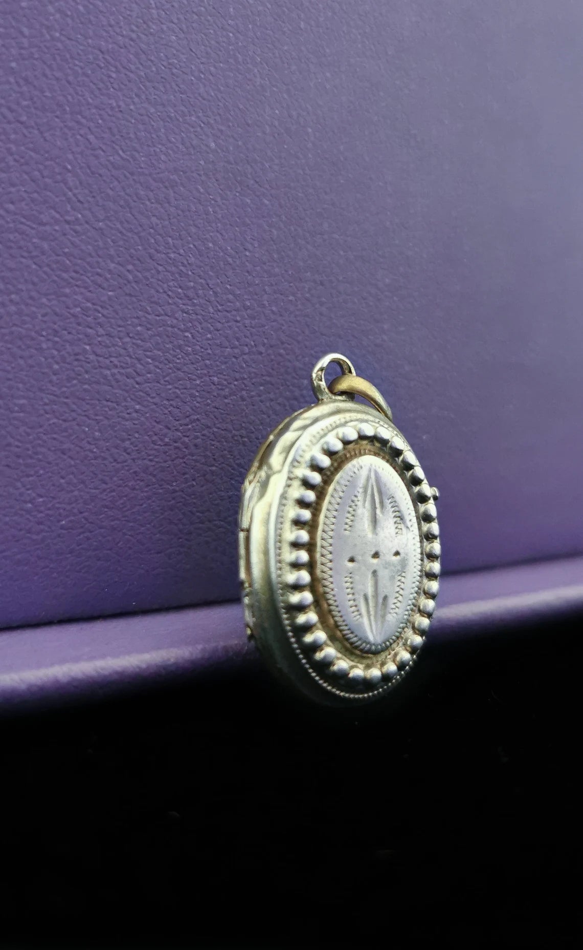Antique French Silver Reliquary locket with protective glass, Victorian mourning locket, unique gift