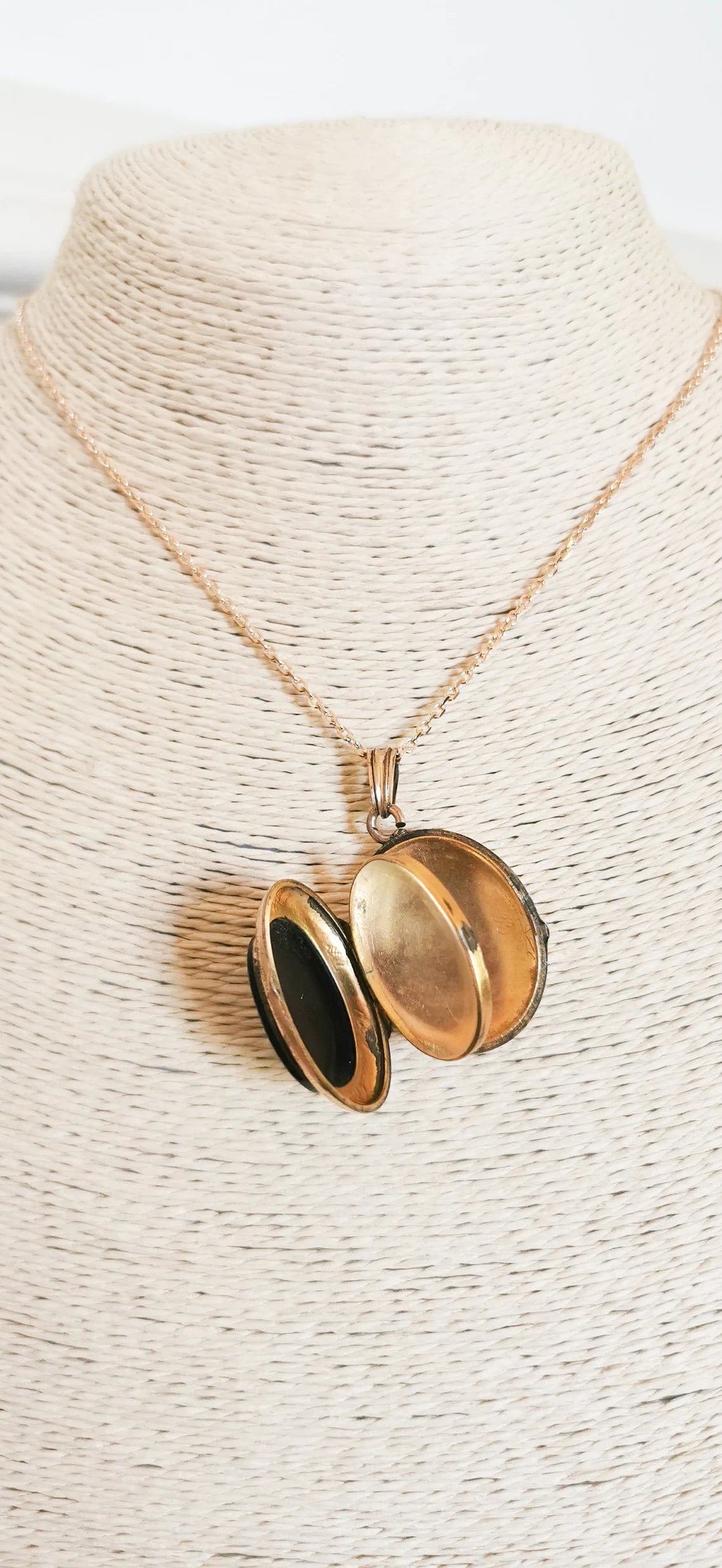 Antique Onyx Locket Beautiful XIX Century French Victorian Onyx locket with engraved L Antique photo holder gift for her