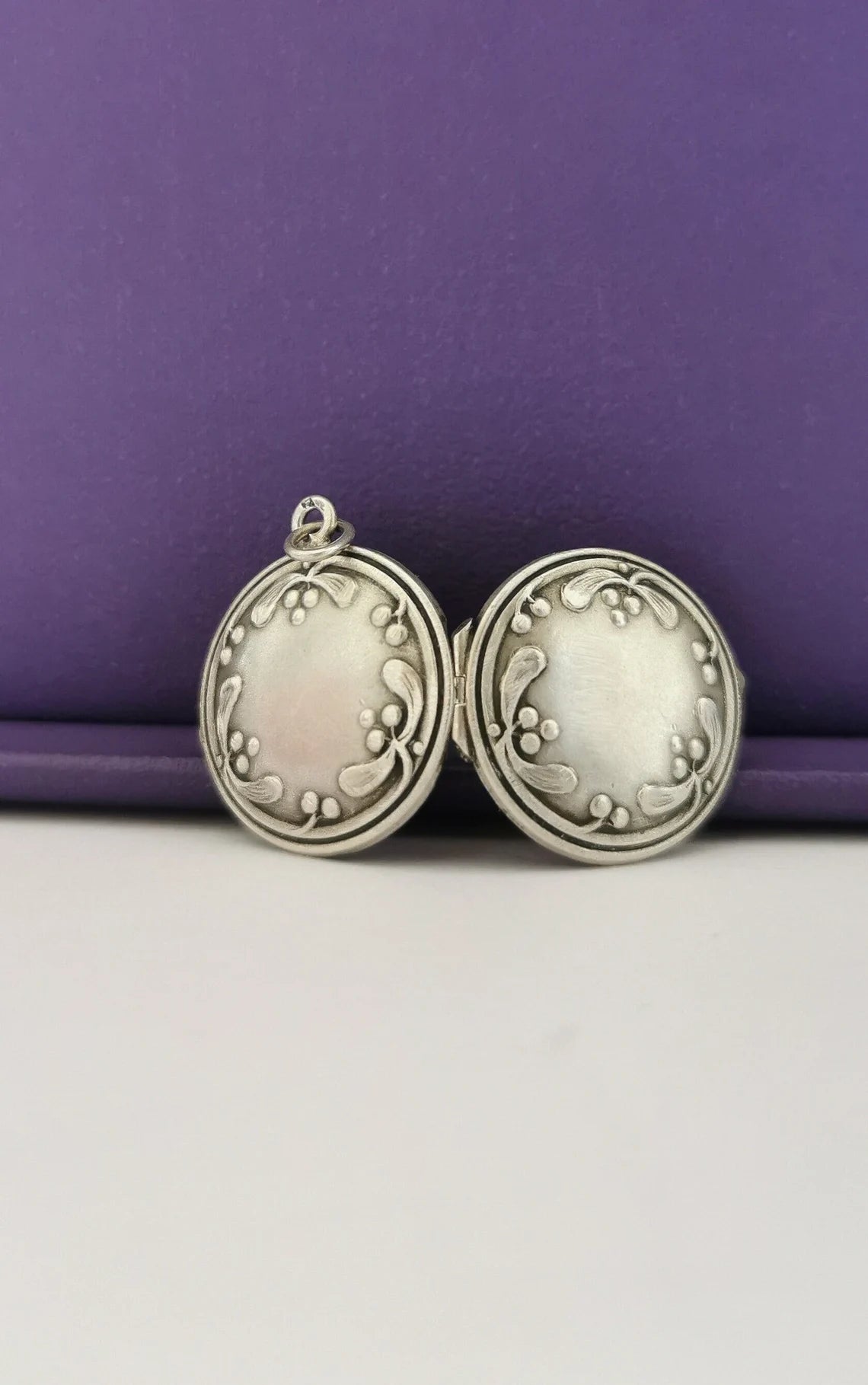 Antique Silver Art Nouveau floral Locket French antique locket Vintage photo holder gift for her