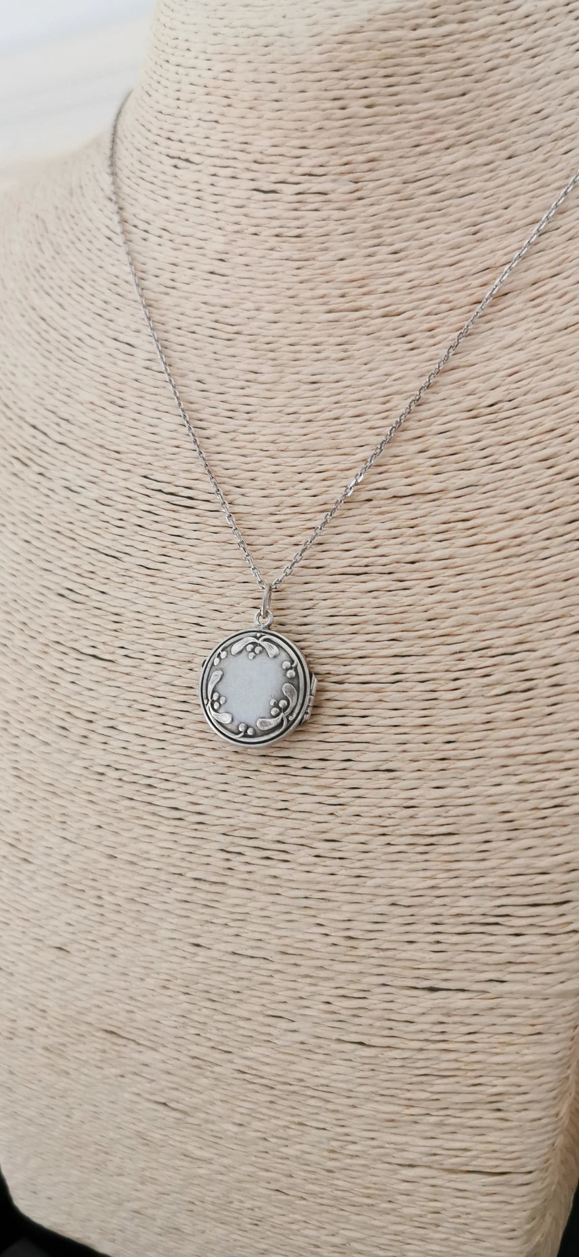 Antique Silver Art Nouveau floral Locket French antique locket Vintage photo holder gift for her