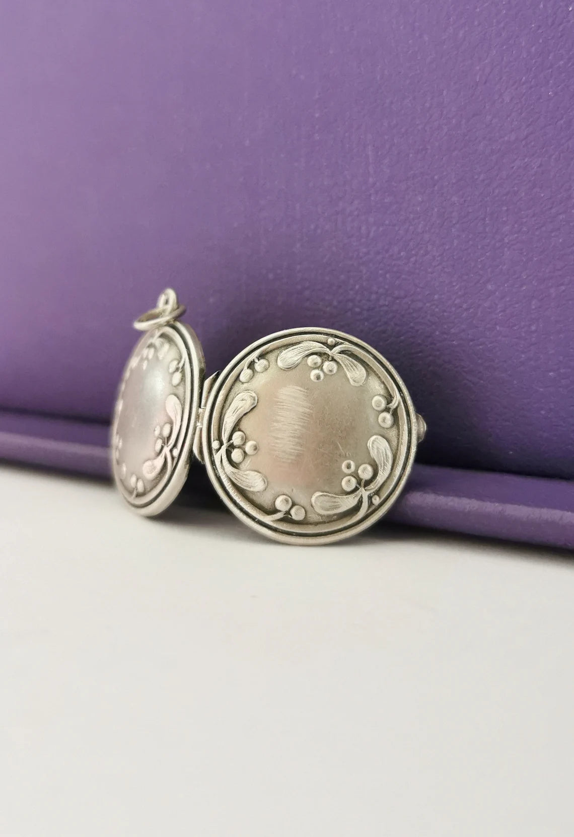 Antique Silver Art Nouveau floral Locket French antique locket Vintage photo holder gift for her