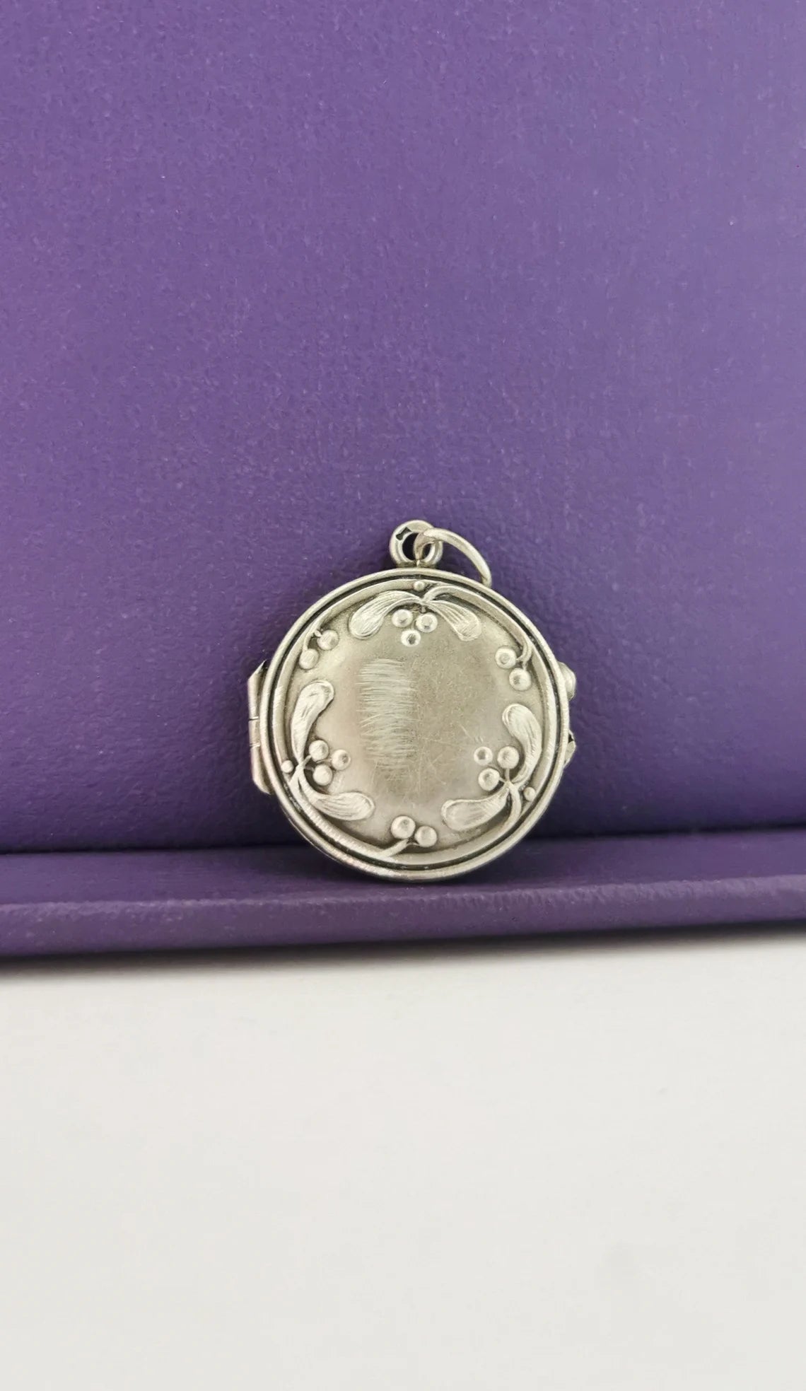 Antique Silver Art Nouveau floral Locket French antique locket Vintage photo holder gift for her