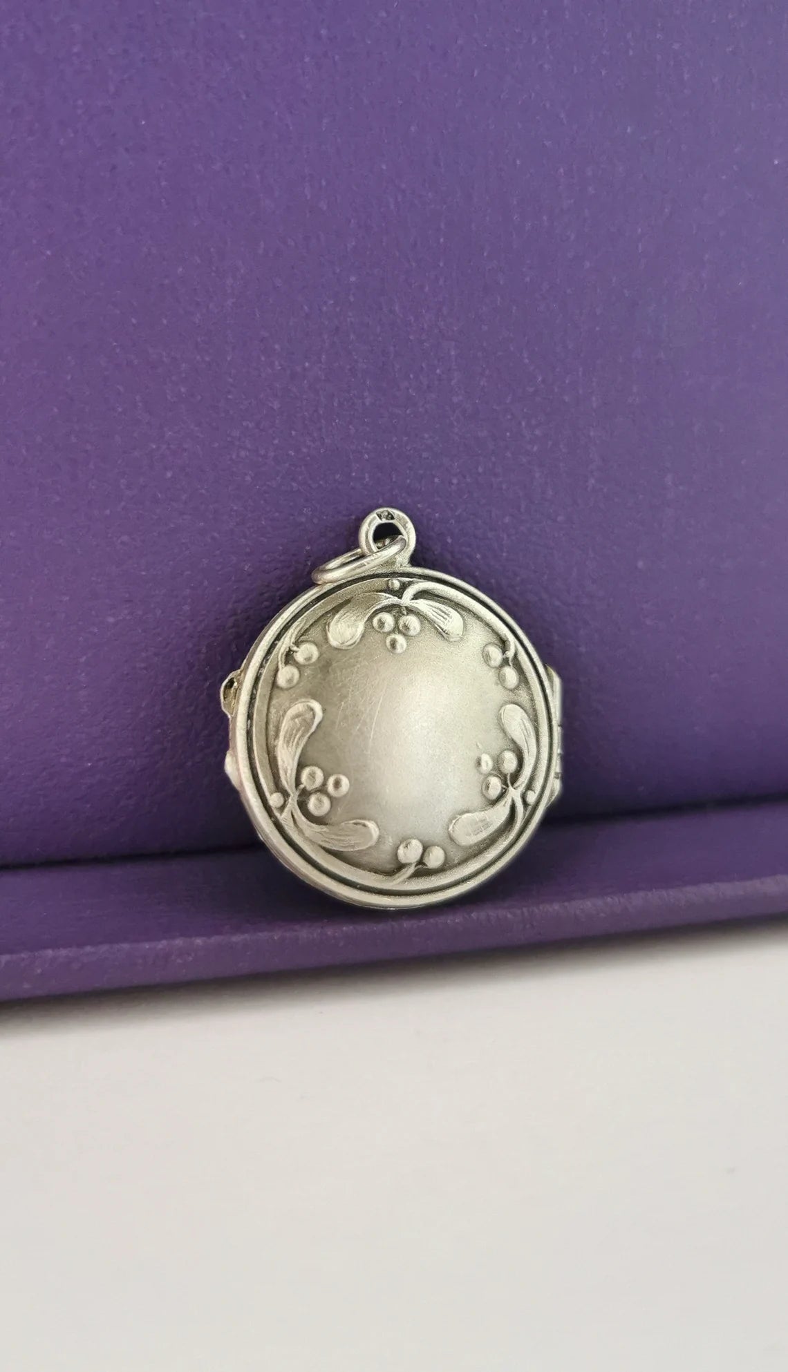 Antique Silver Art Nouveau floral Locket French antique locket Vintage photo holder gift for her