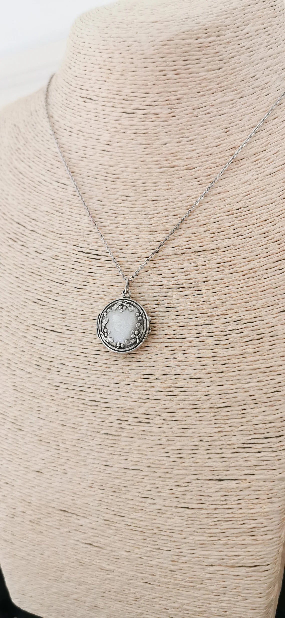 Antique Silver Art Nouveau floral Locket French antique locket Vintage photo holder gift for her