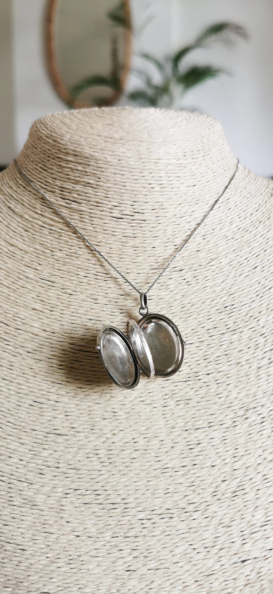 Antique Victorian Silver Locket with Hinged Glass Partition