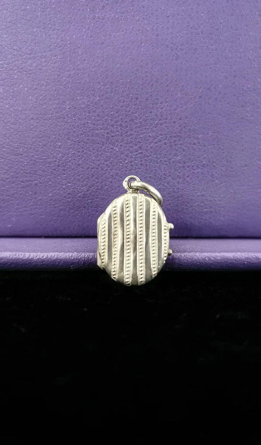 Antique Victorian silver Engraved Oval Locket French Antique silver locket Antique Napoleon III locket gift for her