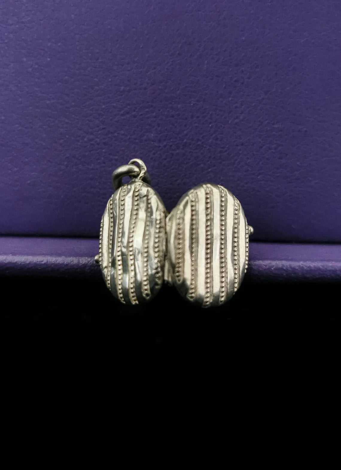 Antique Victorian silver Engraved Oval Locket French Antique silver locket Antique Napoleon III locket gift for her