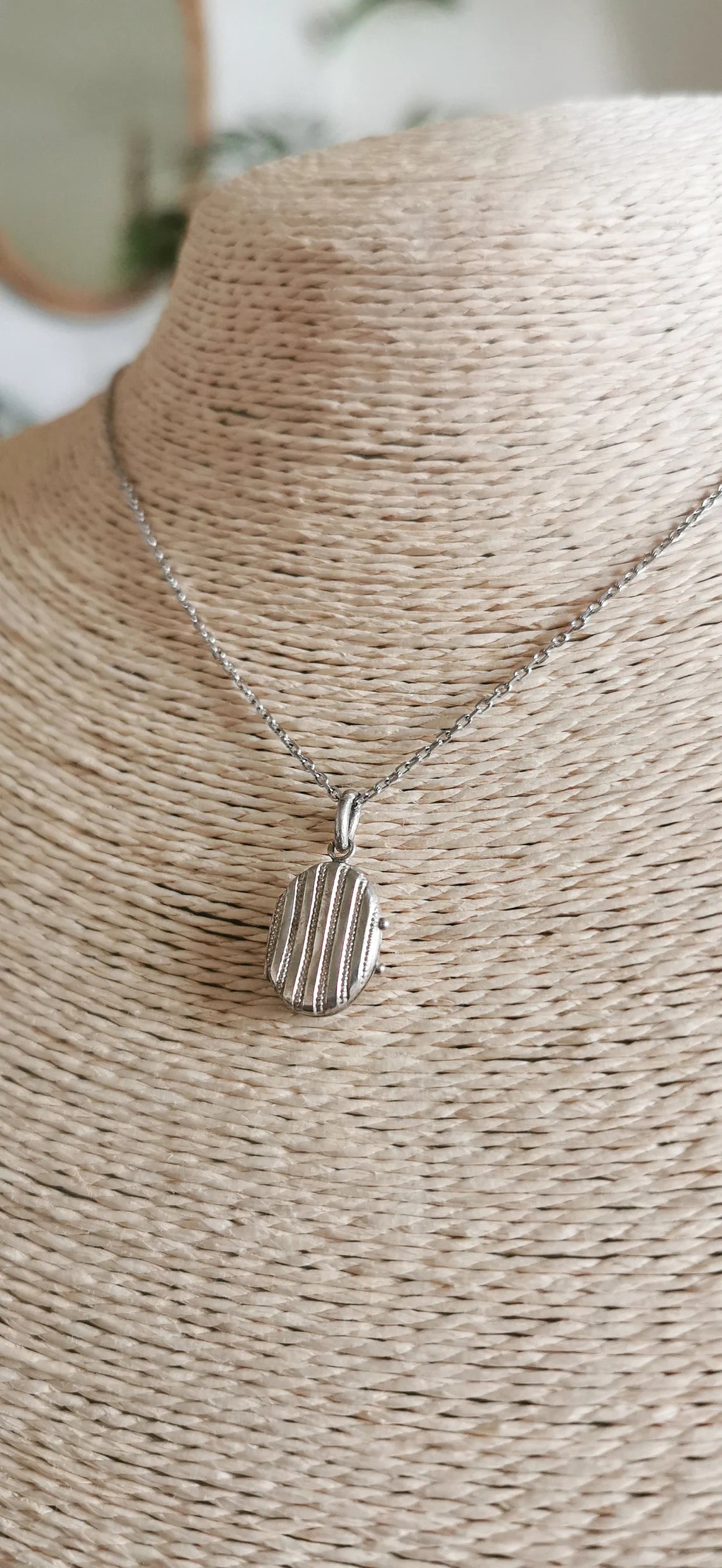 Antique Victorian silver Engraved Oval Locket French Antique silver locket Antique Napoleon III locket gift for her