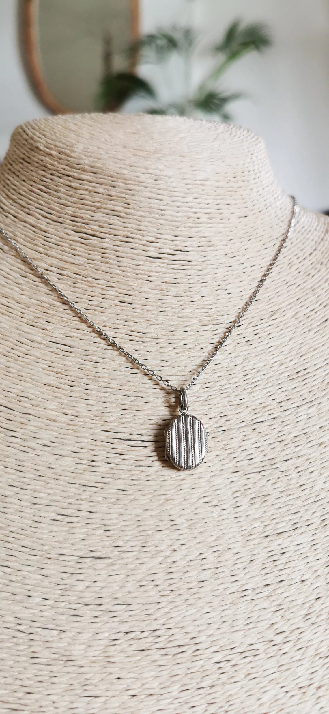 Antique Victorian silver Engraved Oval Locket French Antique silver locket Antique Napoleon III locket gift for her