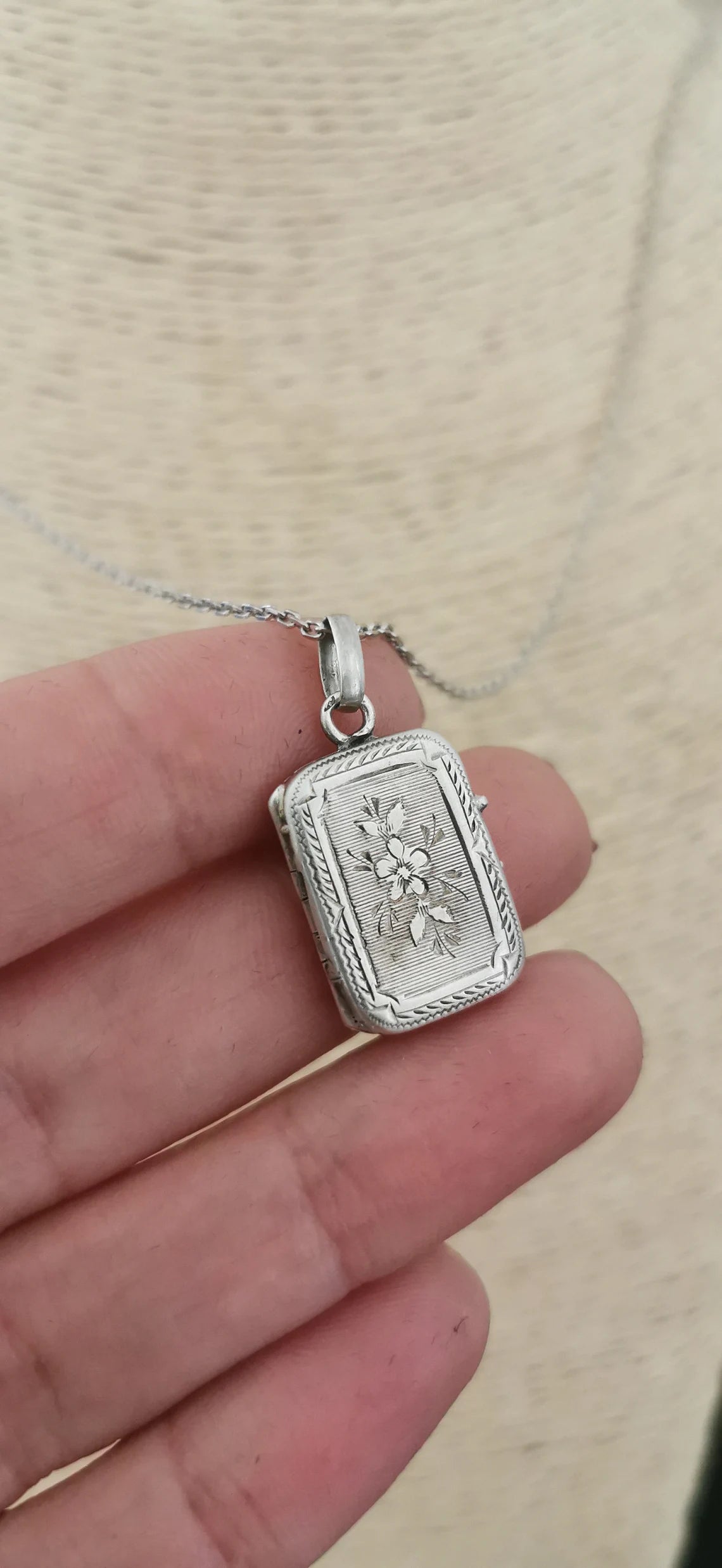 Antique XIX Century French Silver Art Nouveau Locket with glass partition 1900s Art Nouveau Silver Engraved Photo Holder Gift for Her