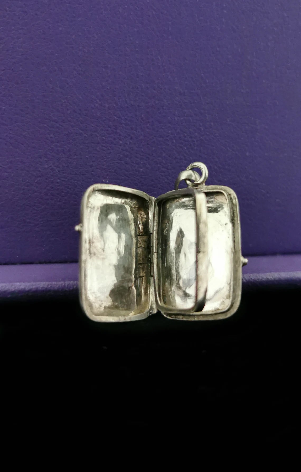 Antique XIX Century French Silver Art Nouveau Locket with glass partition 1900s Art Nouveau Silver Engraved Photo Holder Gift for Her