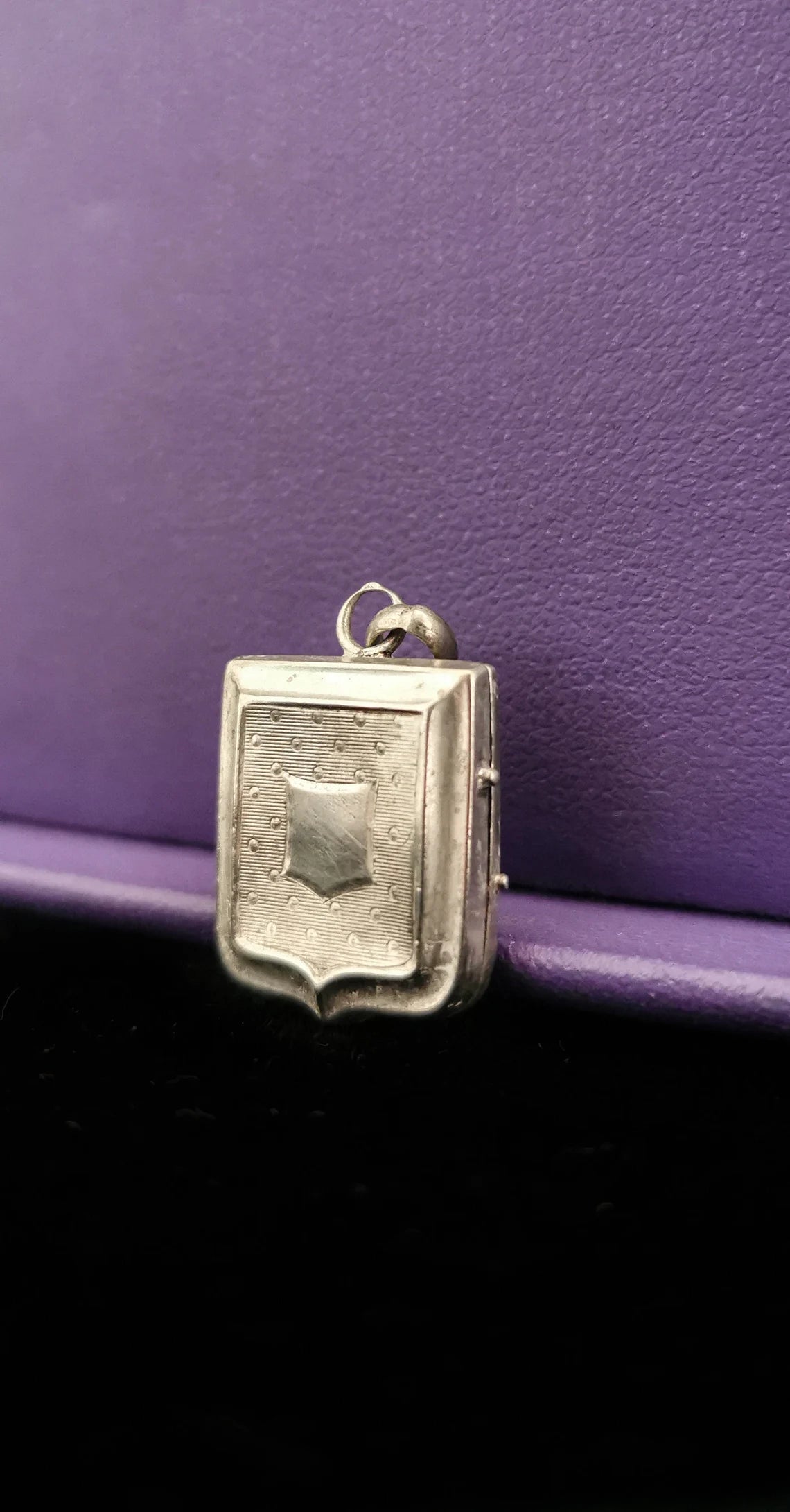 Antique silver engraved blason locket coat of arms French antique victorian silver locket gift for him gift for her