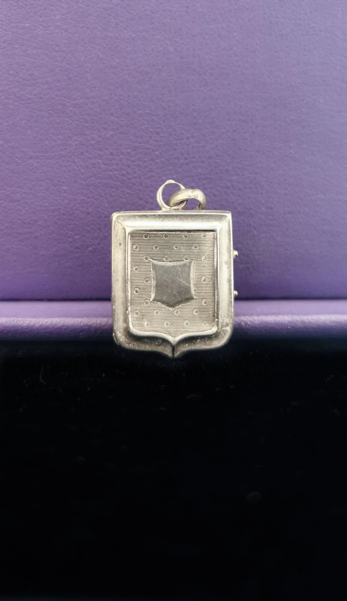 Antique silver engraved blason locket coat of arms French antique victorian silver locket gift for him gift for her