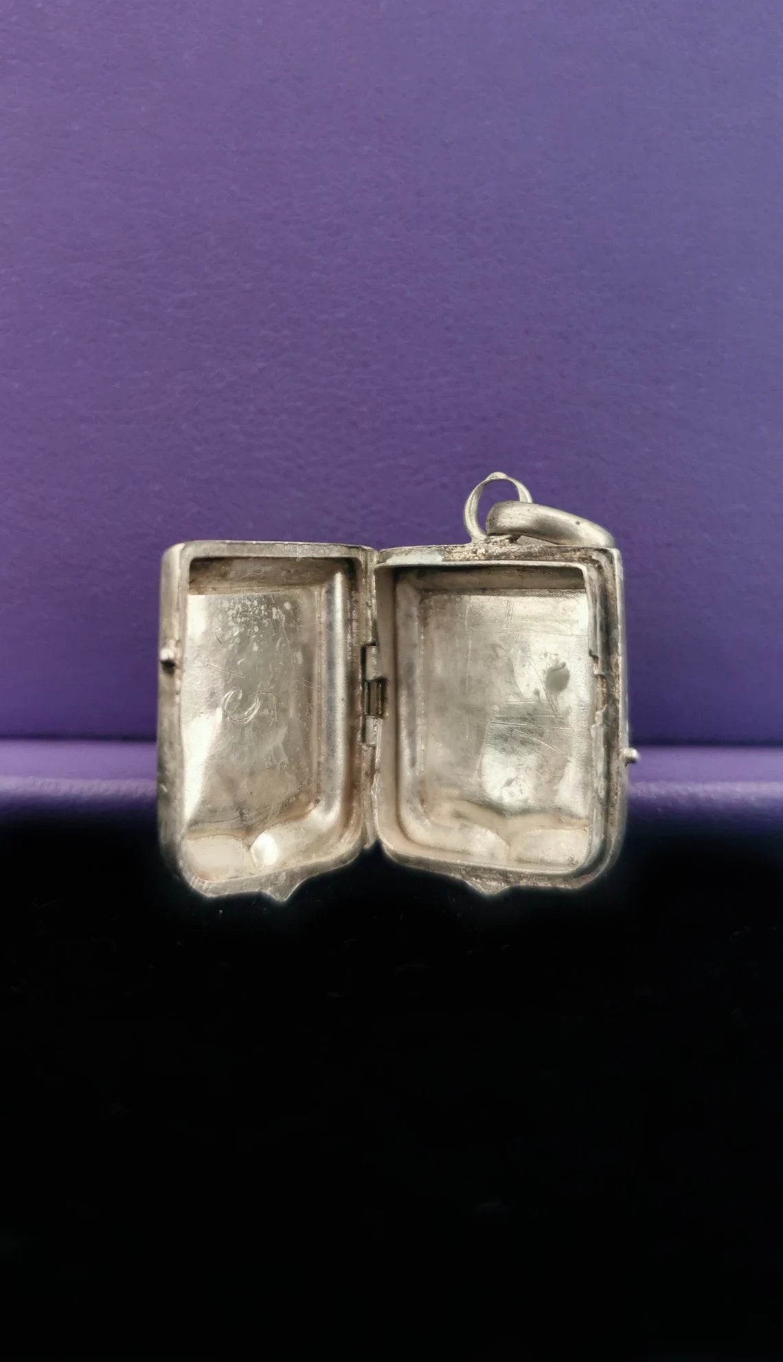 Antique silver engraved blason locket coat of arms French antique victorian silver locket gift for him gift for her