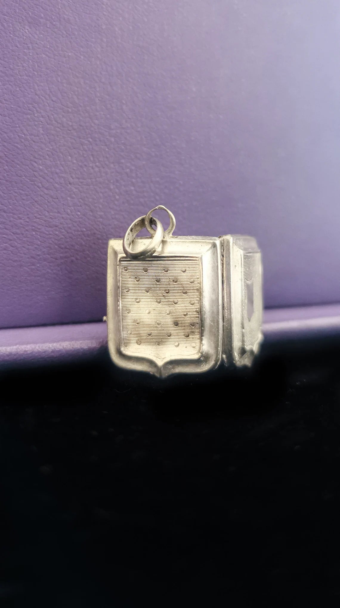 Antique silver engraved blason locket coat of arms French antique victorian silver locket gift for him gift for her