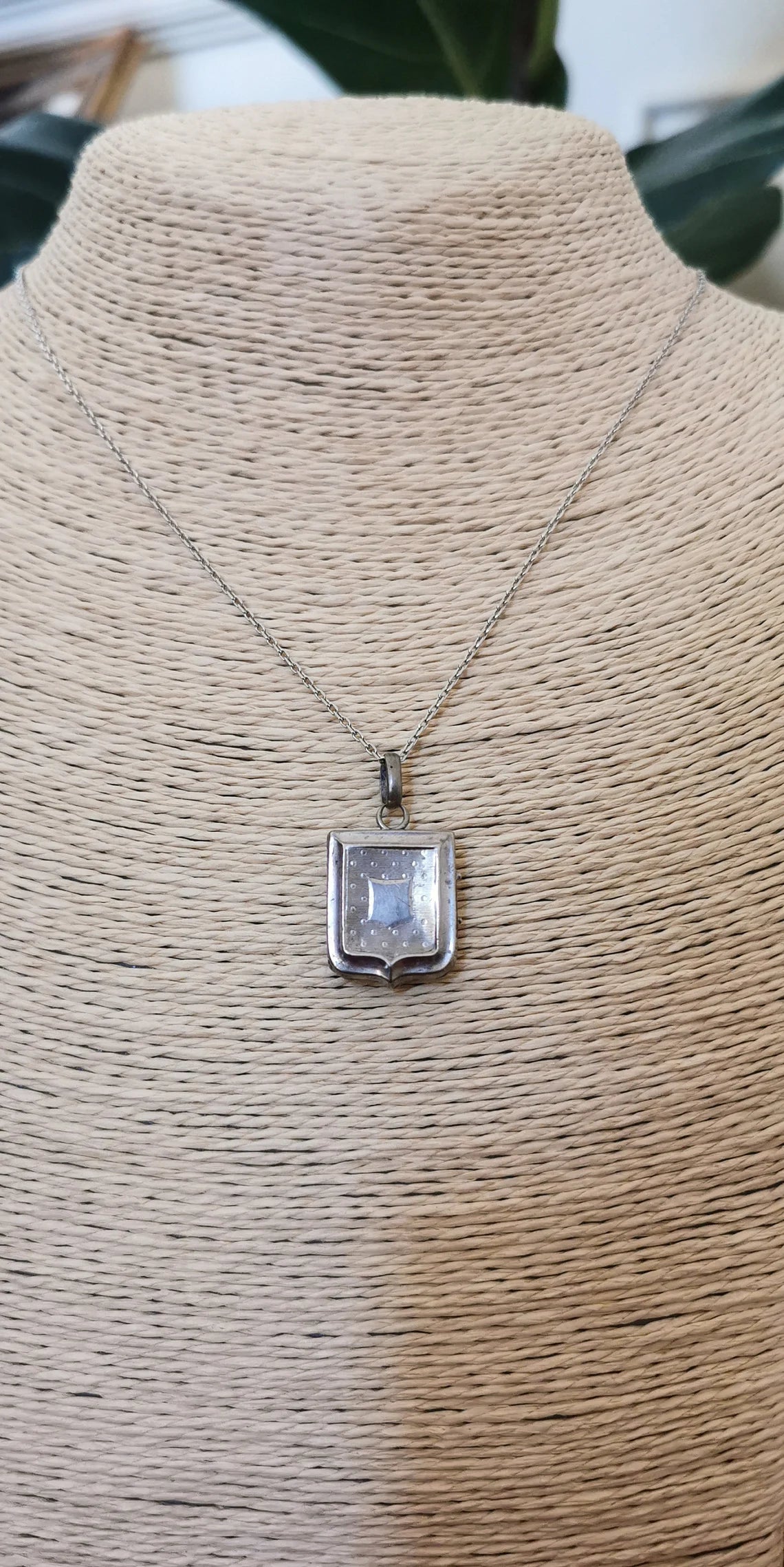 Antique silver engraved blason locket coat of arms French antique victorian silver locket gift for him gift for her