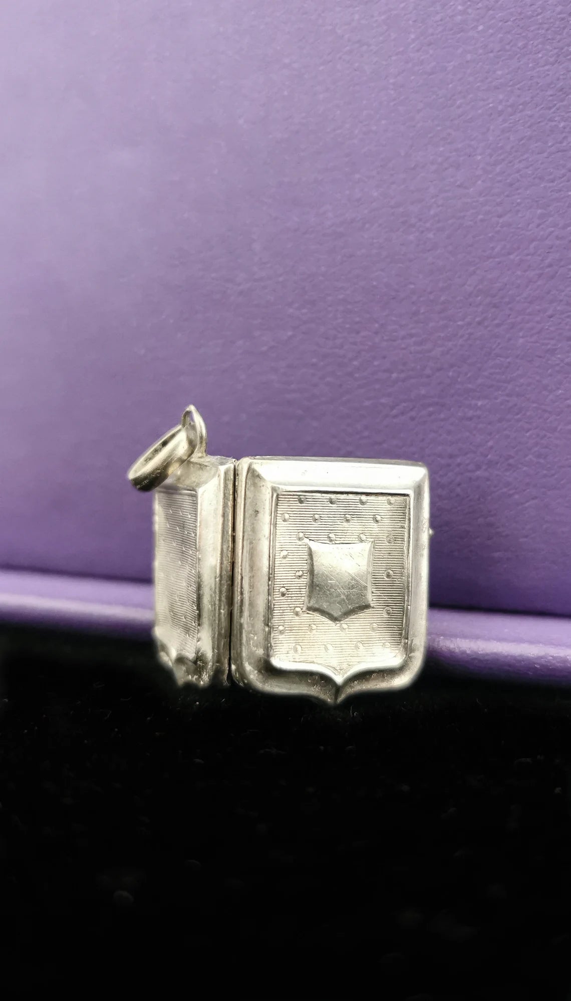 Antique silver engraved blason locket coat of arms French antique victorian silver locket gift for him gift for her