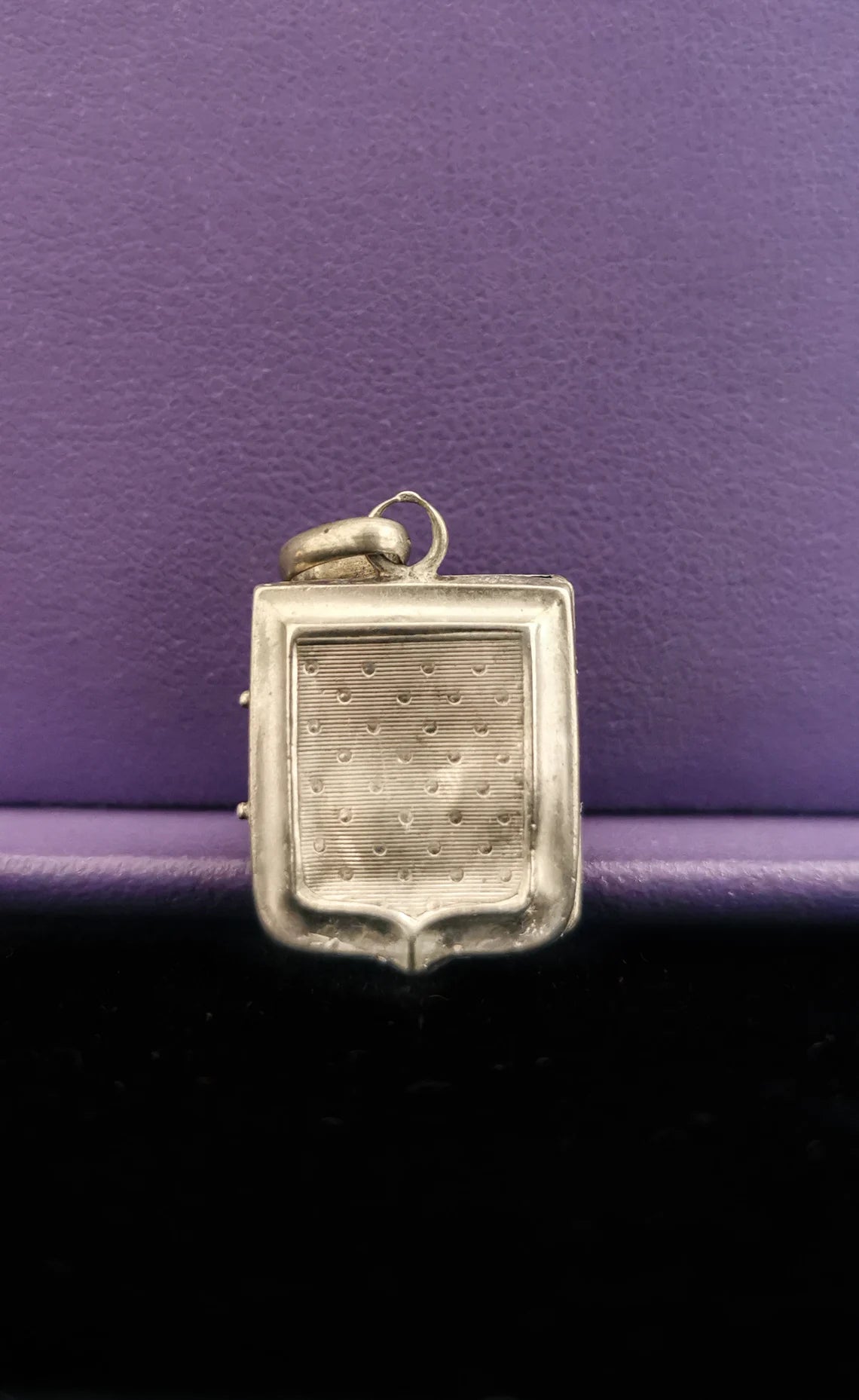 Antique silver engraved blason locket coat of arms French antique victorian silver locket gift for him gift for her