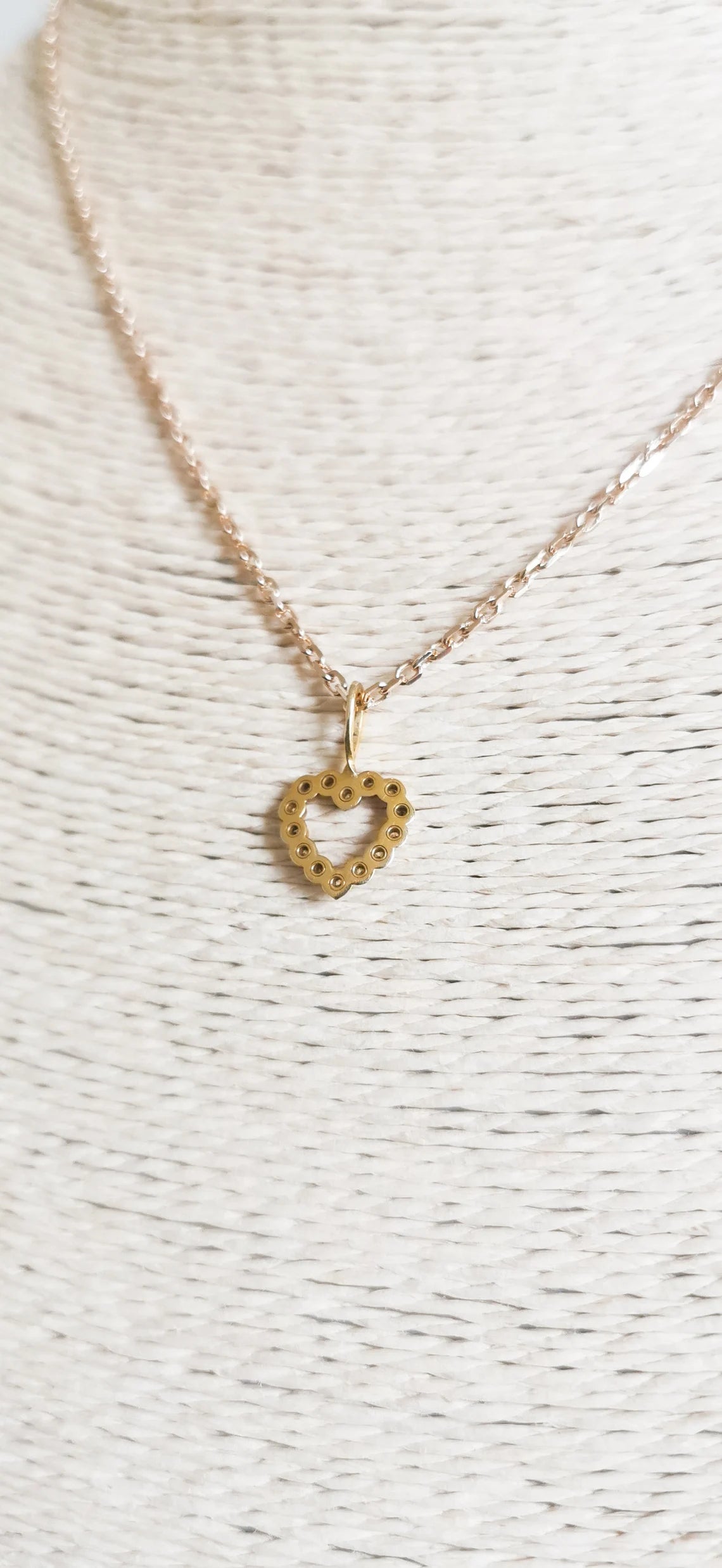 French 18 ct Gold Diamond heart Vintage Small heart gift for her Diamond heart pendant Heart pendant gift for her