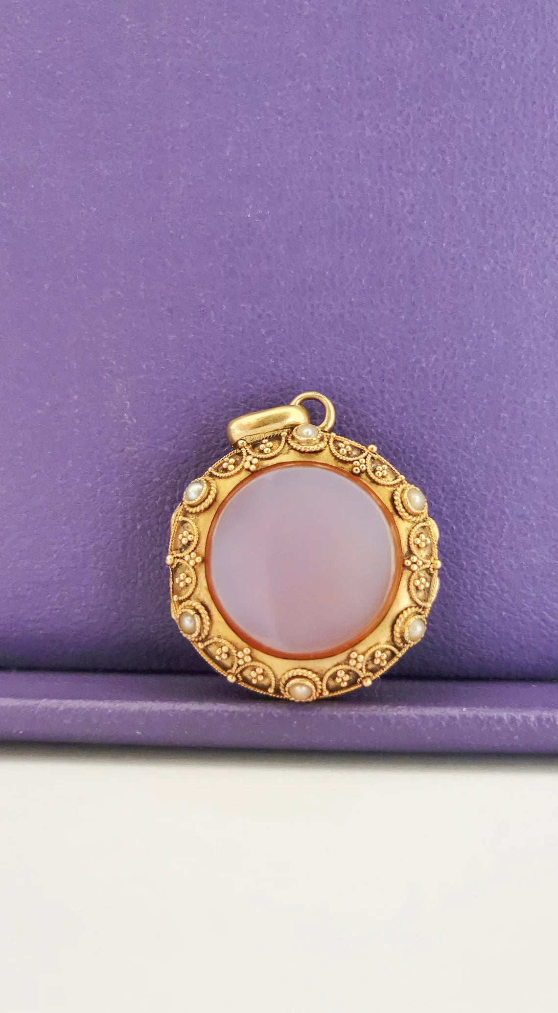 RARE 18K Antique victorian Locket 1850s Victorian Carnelian locket with glass partition napoleon III locket Antique French Locket Locket