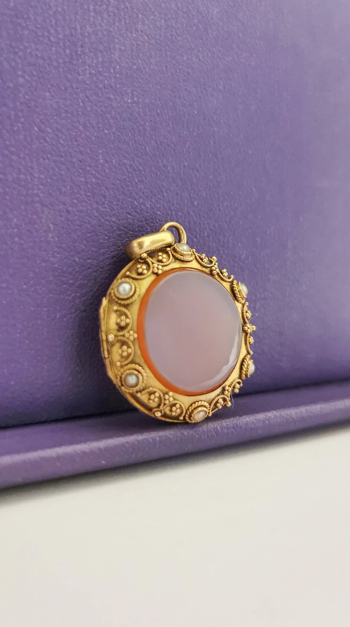 RARE 18K Antique victorian Locket 1850s Victorian Carnelian locket with glass partition napoleon III locket Antique French Locket Locket