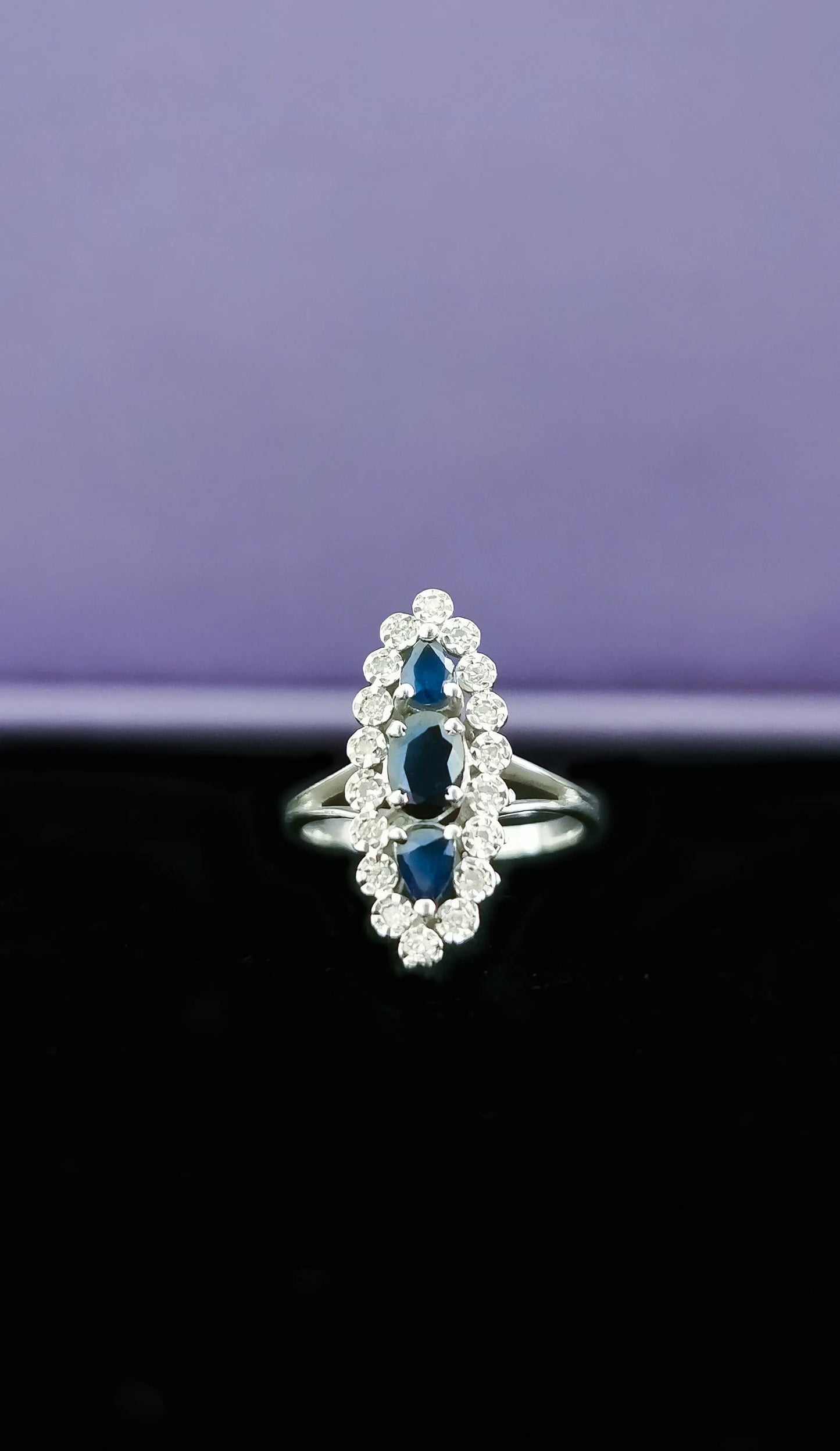 18K Marquise Sapphire and diamond ring