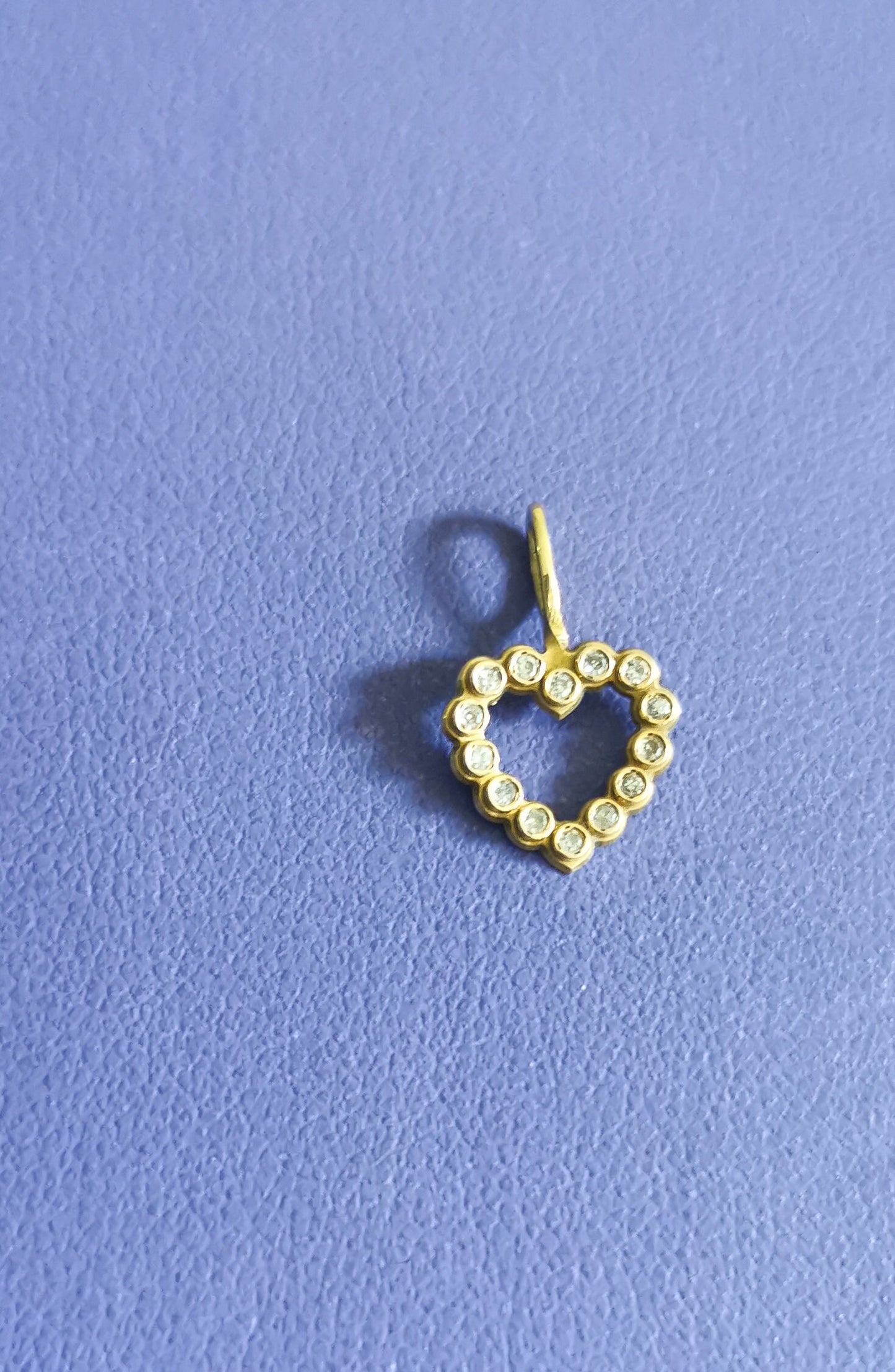 French Vintage 18k Gold Diamond Heart Pendant - Mid-Century Charm