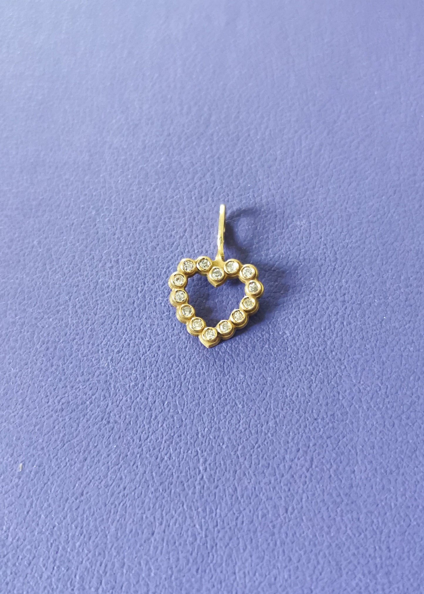 French Vintage 18k Gold Diamond Heart Pendant - Mid-Century Charm