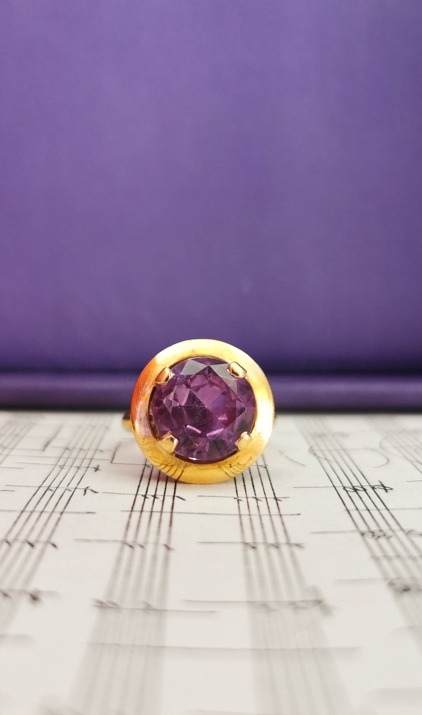 Vintage French 18K Gold Amethyst Cocktail Ring