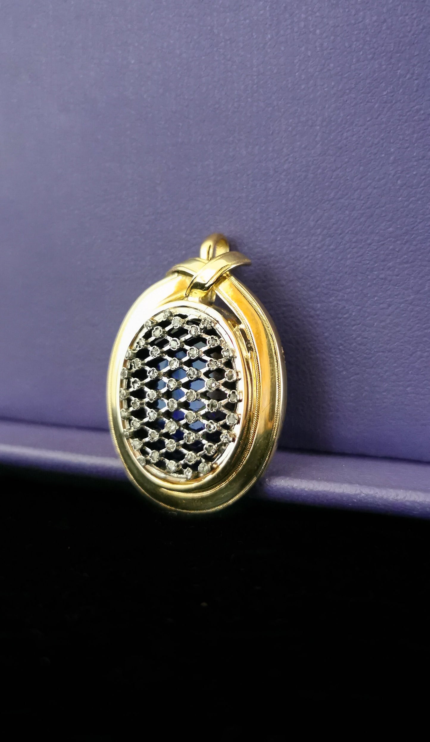 1850s Victorian 18K Gold Diamond Enamel Pendant