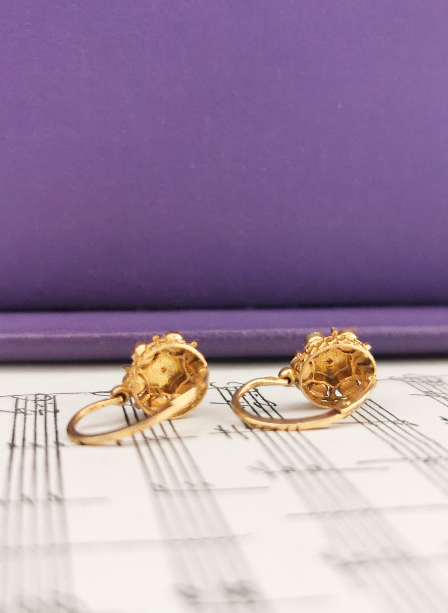 18K Gold Victorian Dormeuse Earrings: Antique Pearl Napoleon III Jewelry