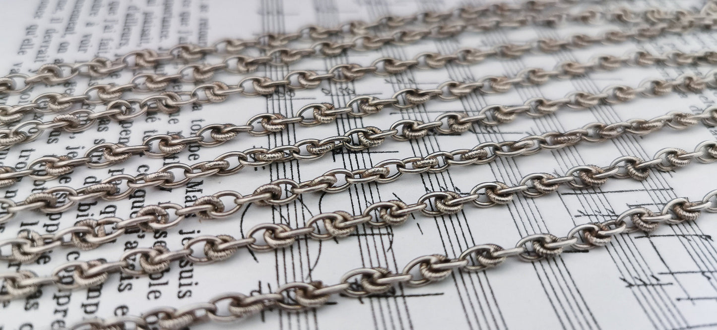 Antique Victorian Silver Longuard Chain Necklace - French 1850s