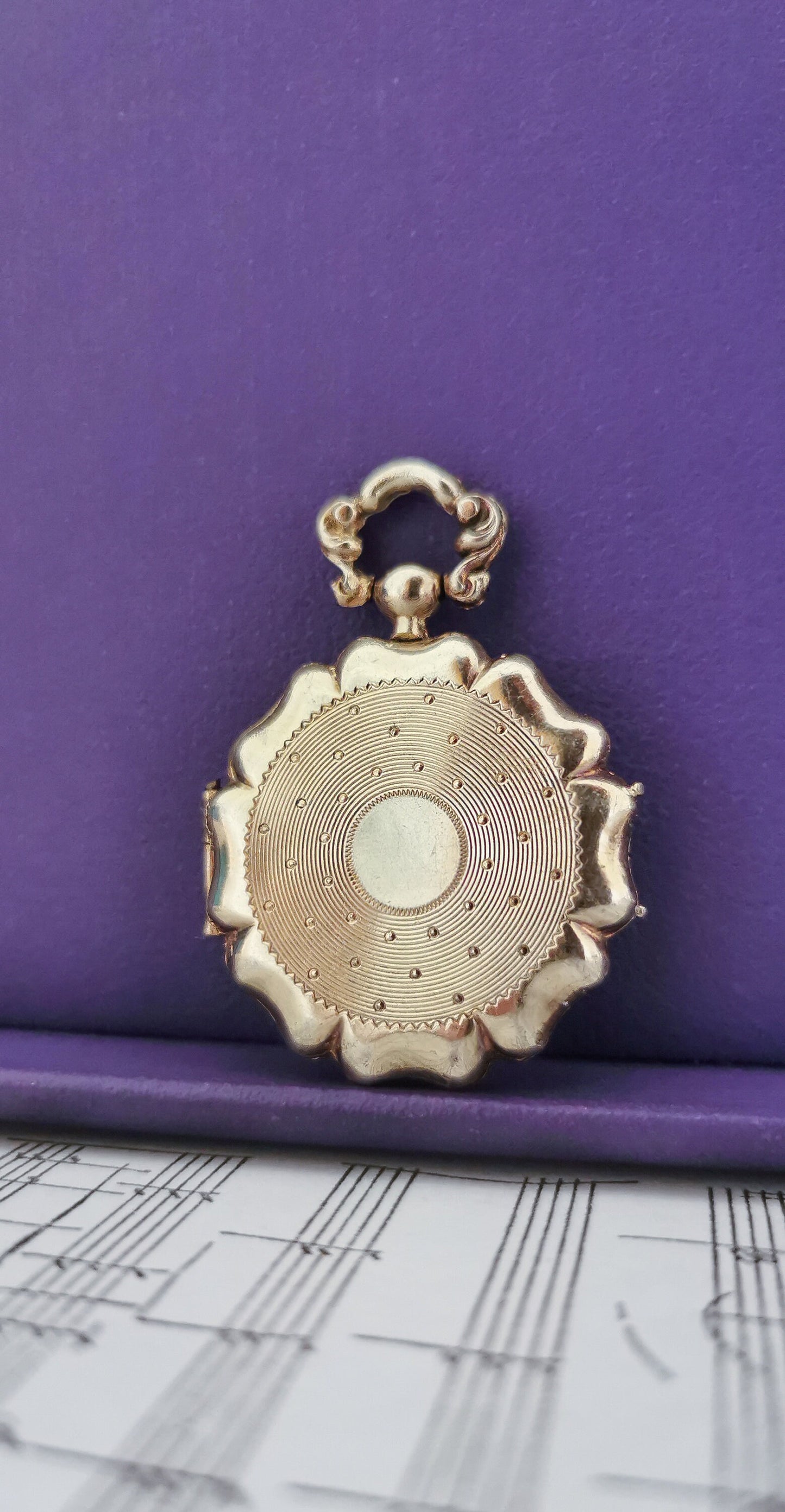 Late Victorian Guilloche Silver Locket: Antique French Watch Pendant