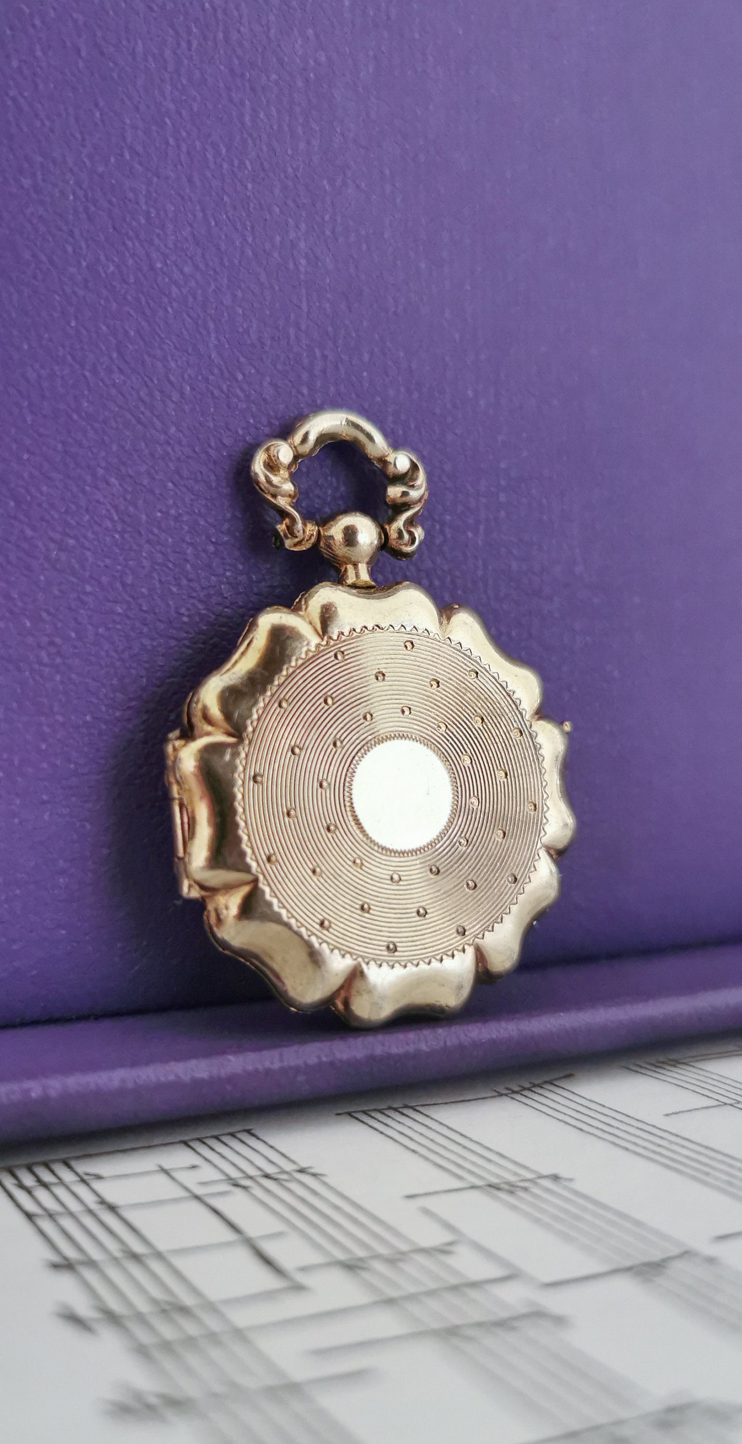 Late Victorian Guilloche Silver Locket: Antique French Watch Pendant