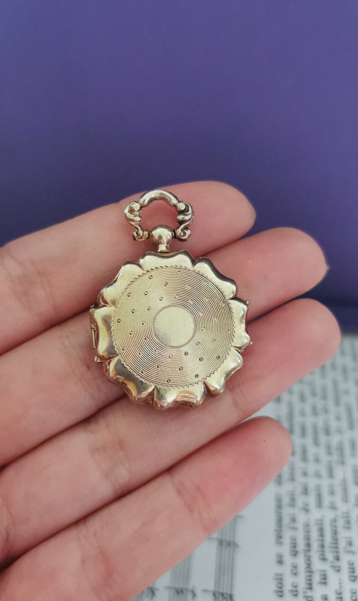 Late Victorian Guilloche Silver Locket: Antique French Watch Pendant