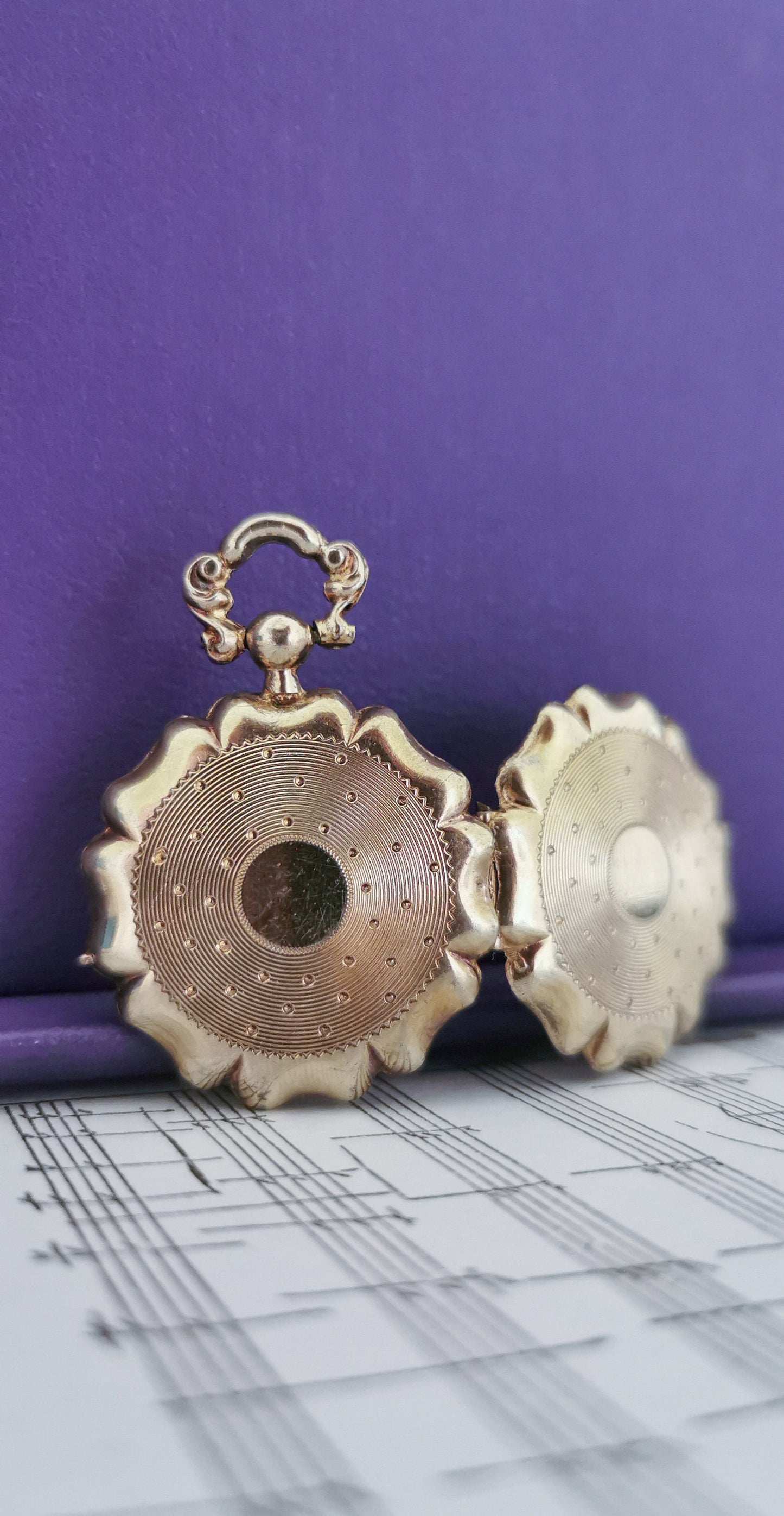 Late Victorian Guilloche Silver Locket: Antique French Watch Pendant