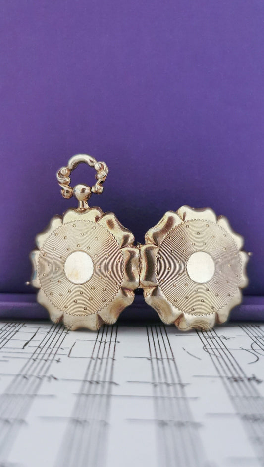 Late Victorian Guilloche Silver Locket: Antique French Watch Pendant