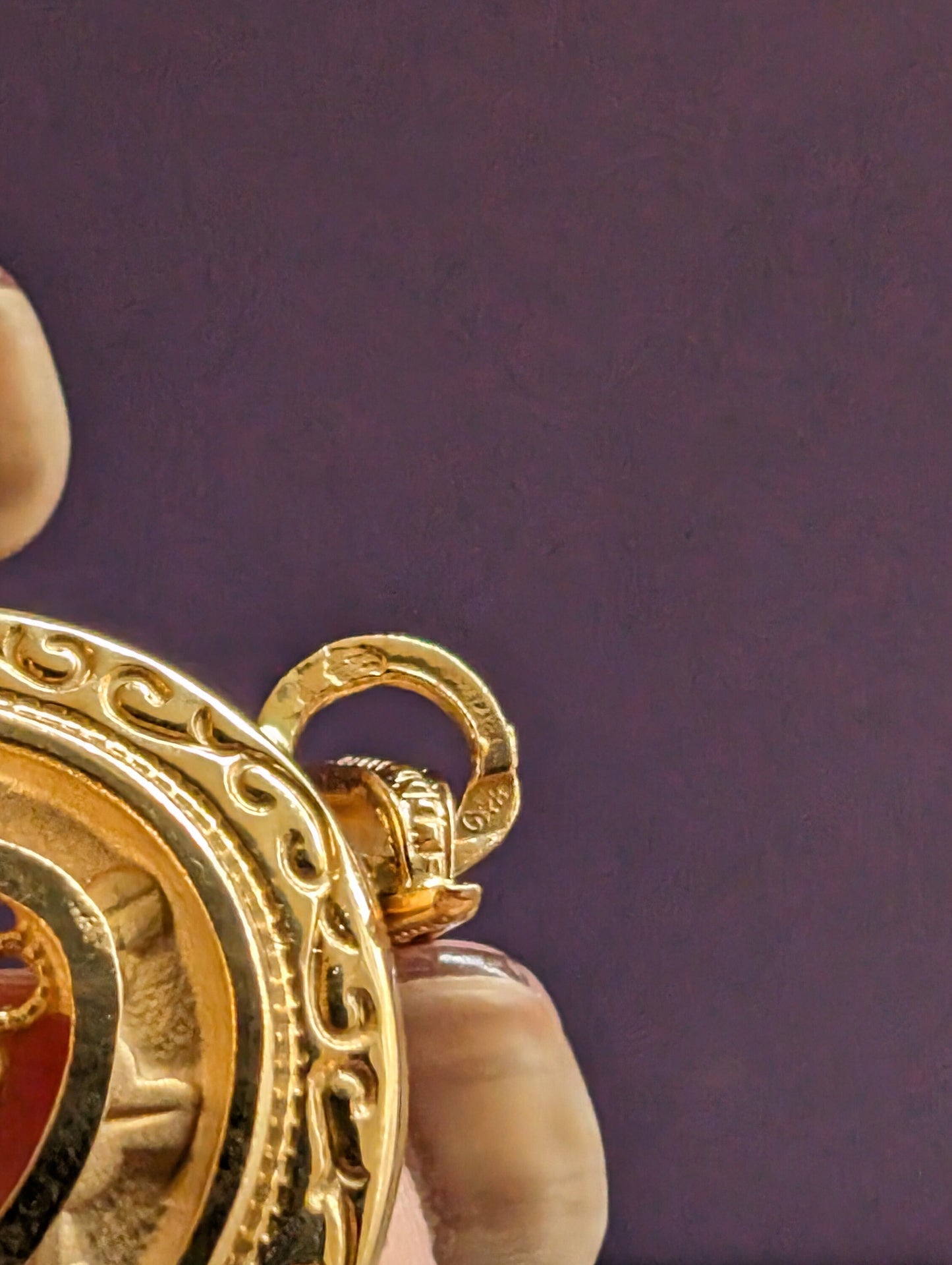 18K Gold Victorian Garnet Pendant: Antique Filigree Jewelry