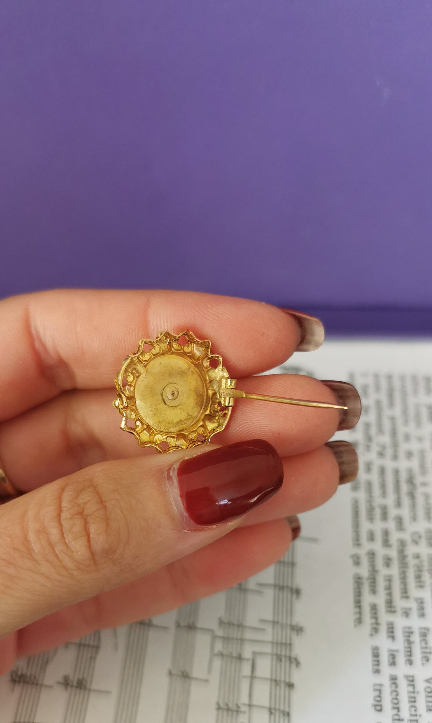 18K Gold Brooch: Antique French Victorian Seed Pearl Brooch